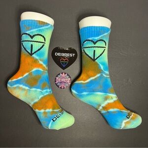 DEI3REST  “Aqua Ember” Custom 1 of 1 handmade  Tie-Dye  Crew Socks